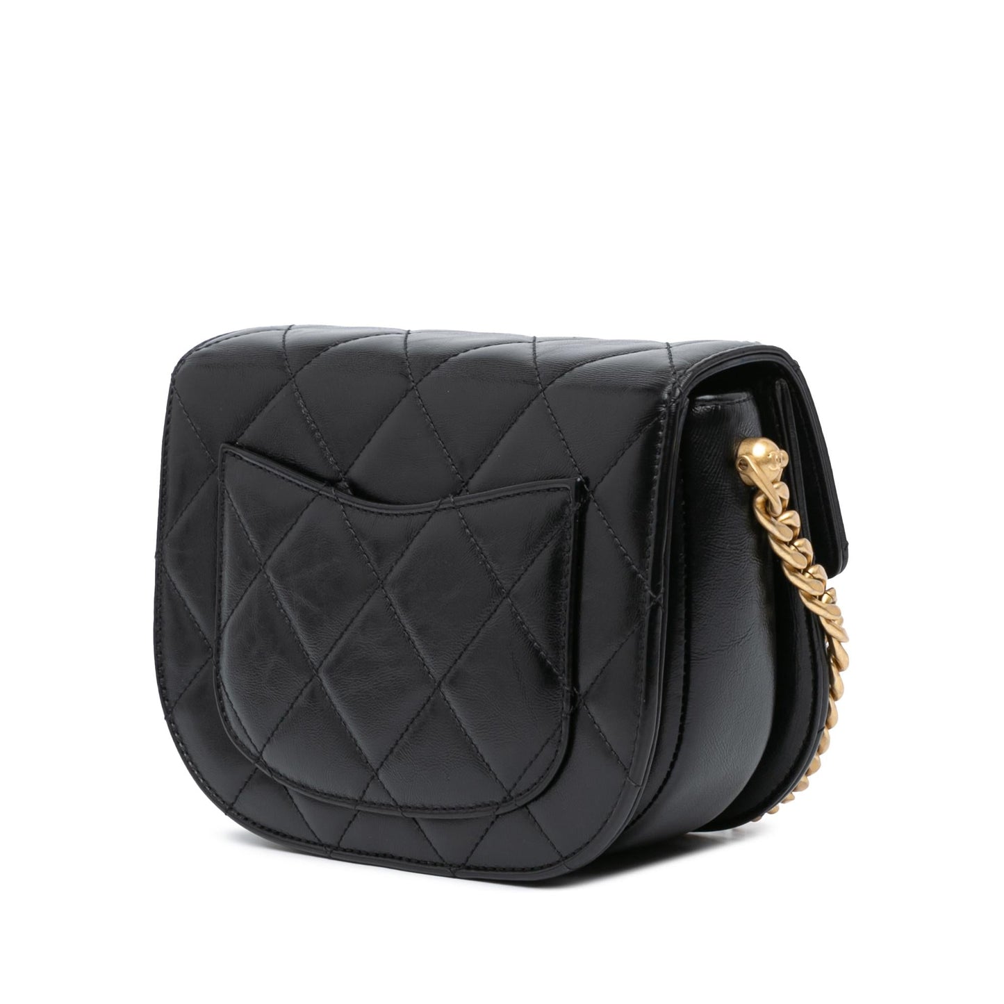 Chanel CC Quilted Calfskin Round Moon Messenger Flap (SHG-yErlrj)