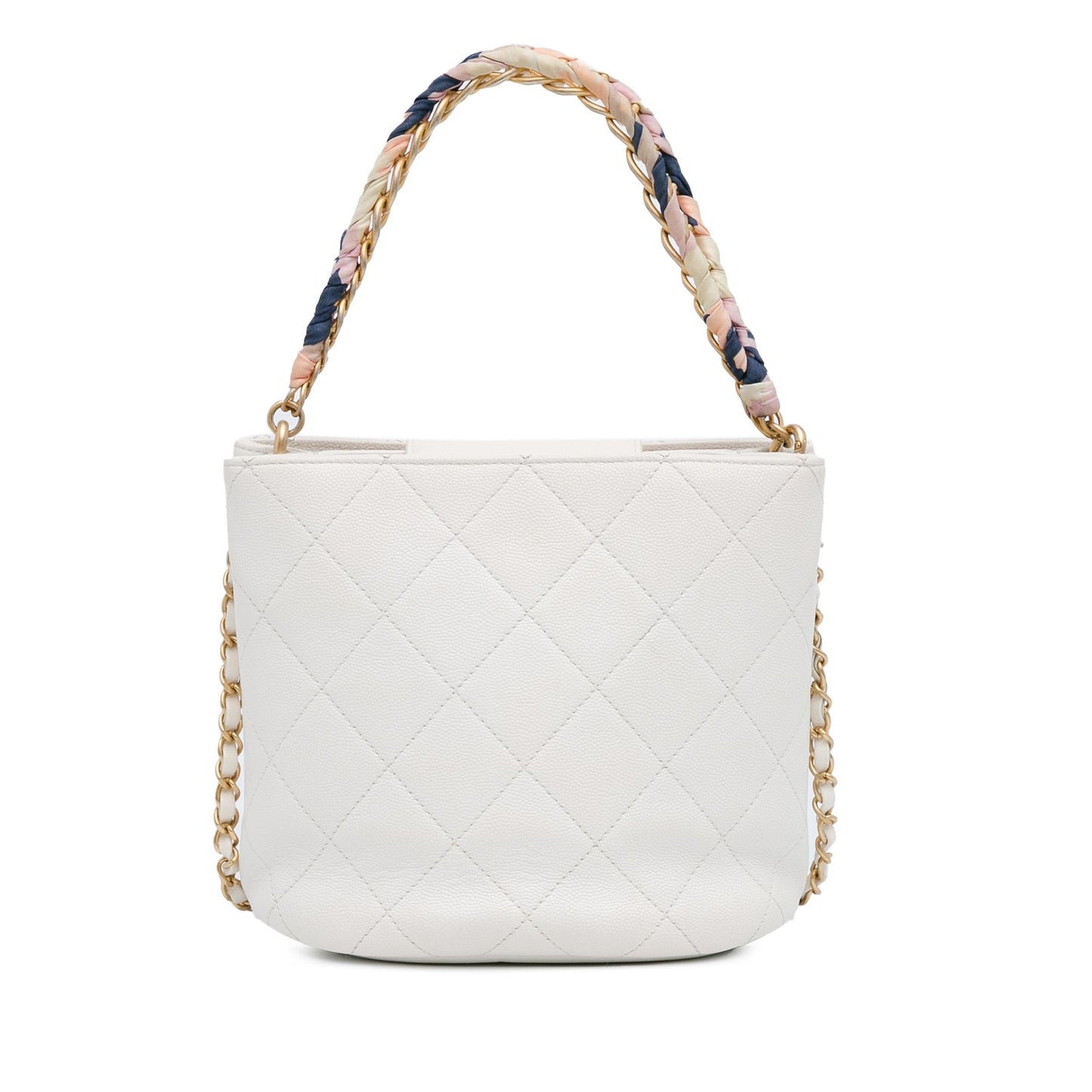 Chanel CC Quilted Caviar Chain Scarf Handle Bucket Bag (SHG-xHyisr)