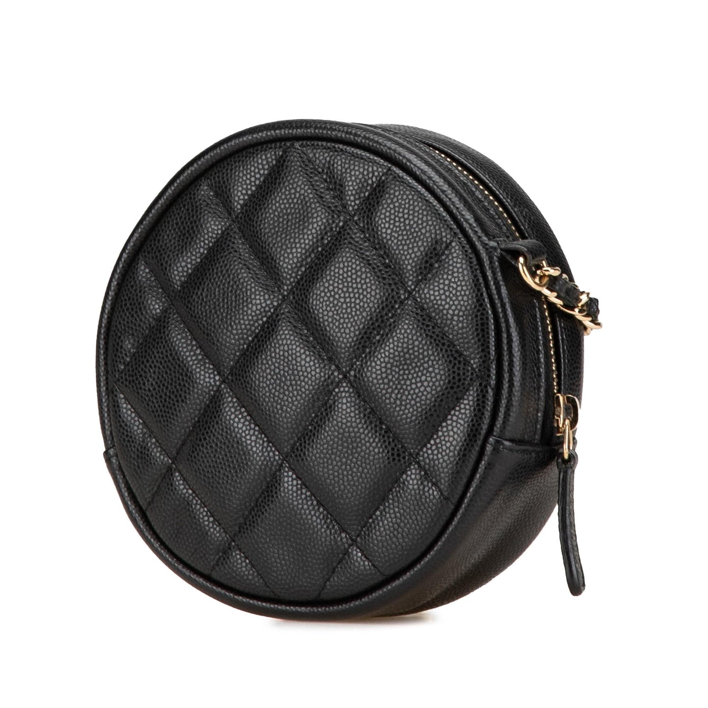 Chanel CC Quilted Caviar Round Clutch With Chain (SHG-Hj86ce)