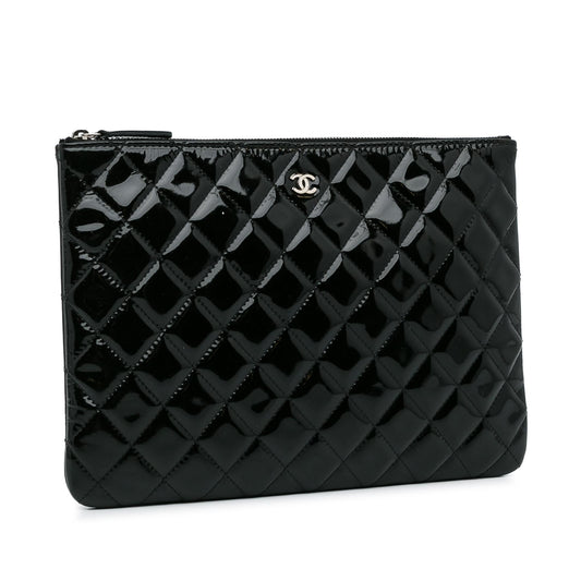 Chanel CC Quilted Patent Leather Pouch