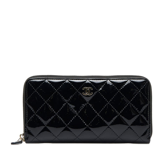 Chanel CC Quilted Patent Zip Around Long Wallet (SHG-mAjQ1j)