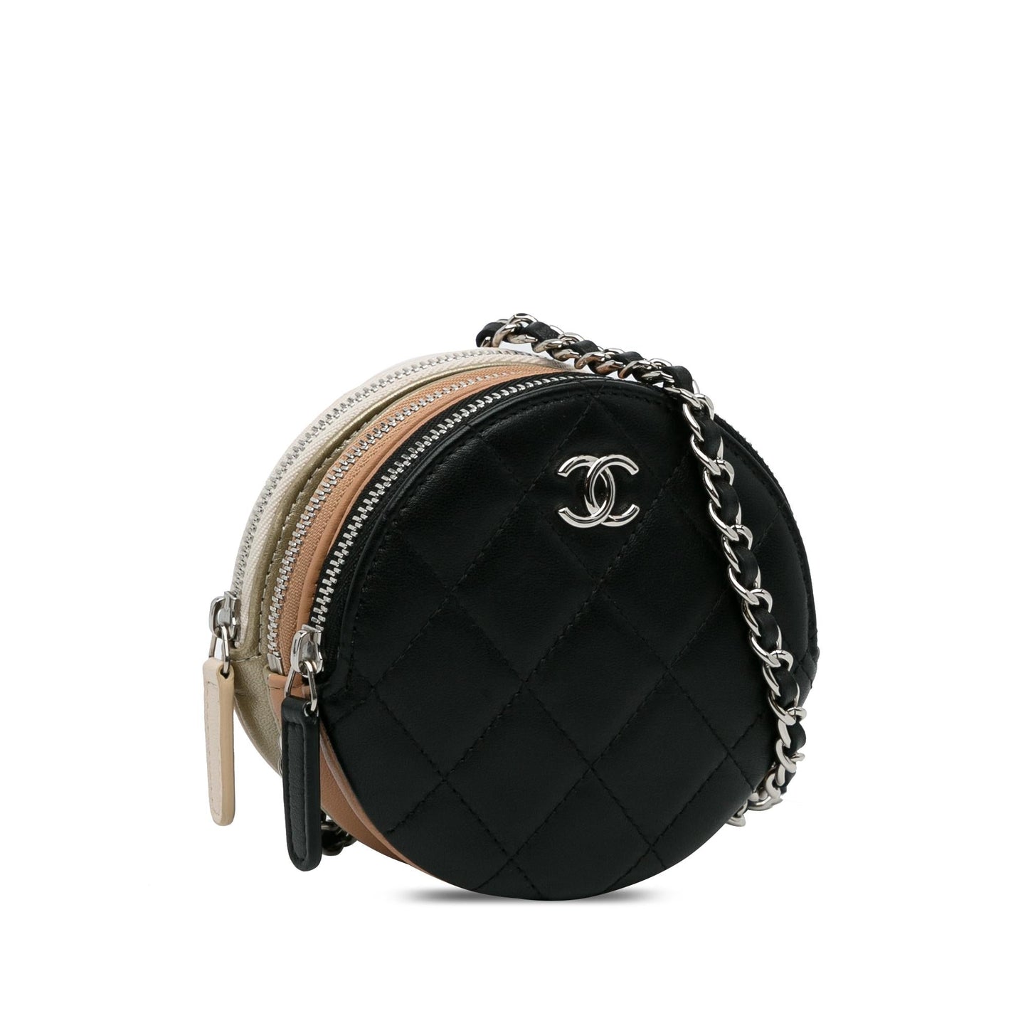 Chanel CC Round Triple Zip Crossbody Bag (SHG-kLY0yh)