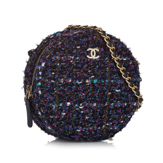 Chanel CC Round Tweed Crossbody Bag (SHG-HyzfFk)