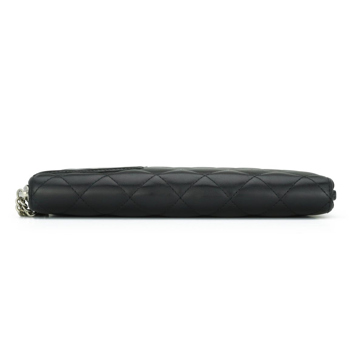 Chanel Quilted Cambon Long Zipped Wallet Black Calfskin Silver Hardware 2012