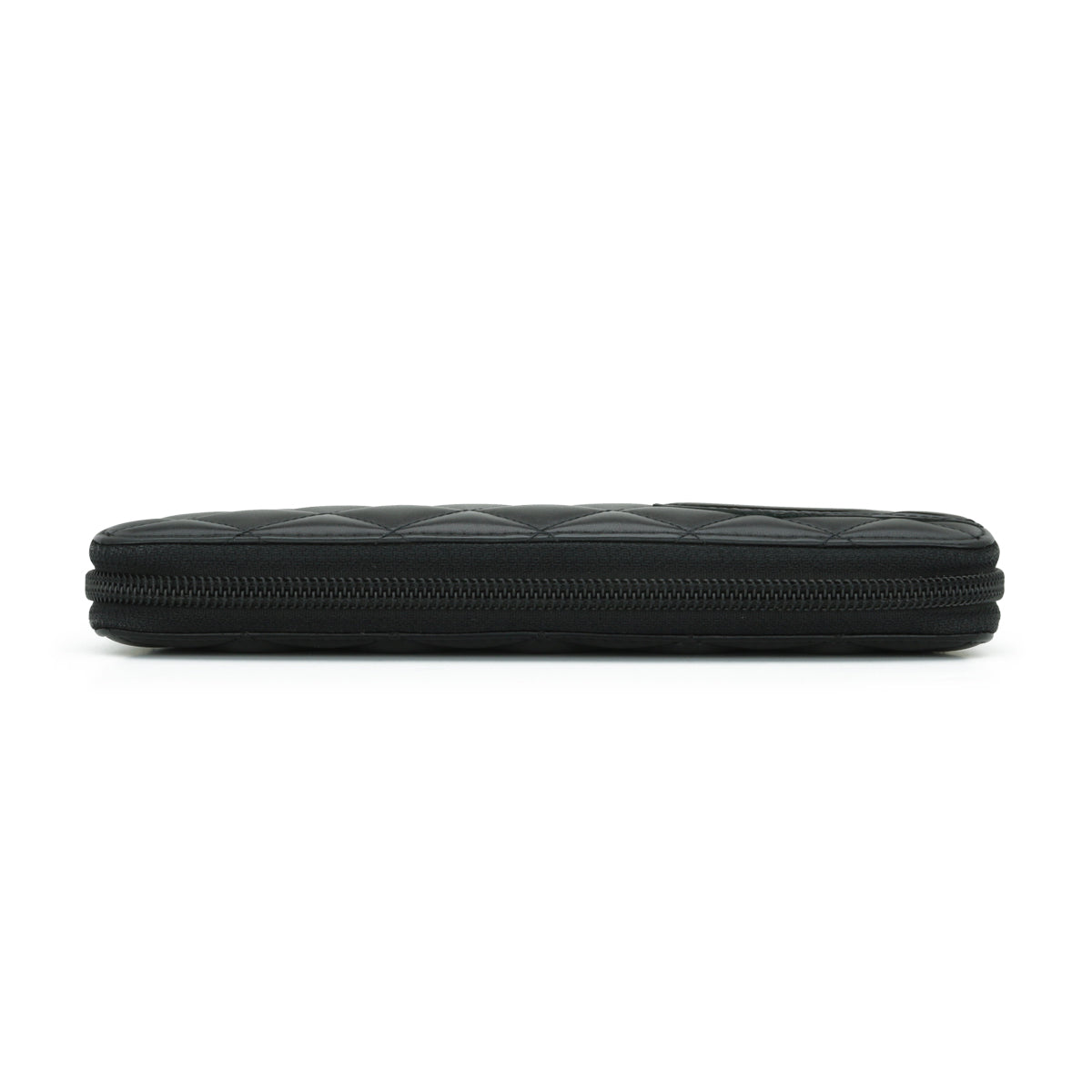 Chanel Quilted Cambon Long Zipped Wallet Black Calfskin Silver Hardware 2012