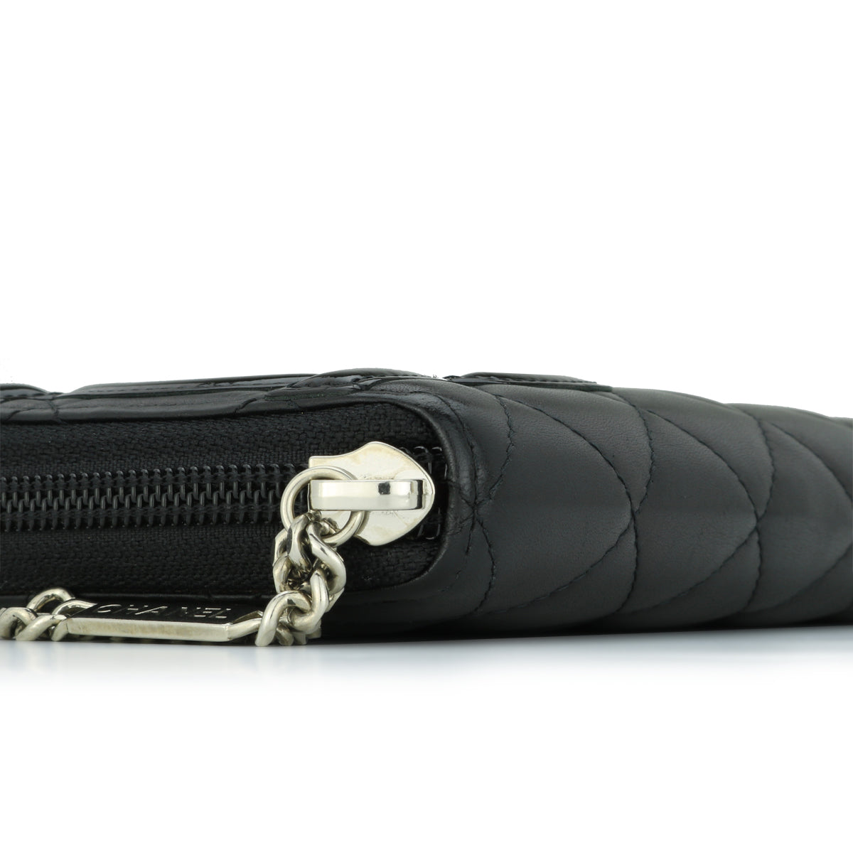 Chanel Quilted Cambon Long Zipped Wallet Black Calfskin Silver Hardware 2012