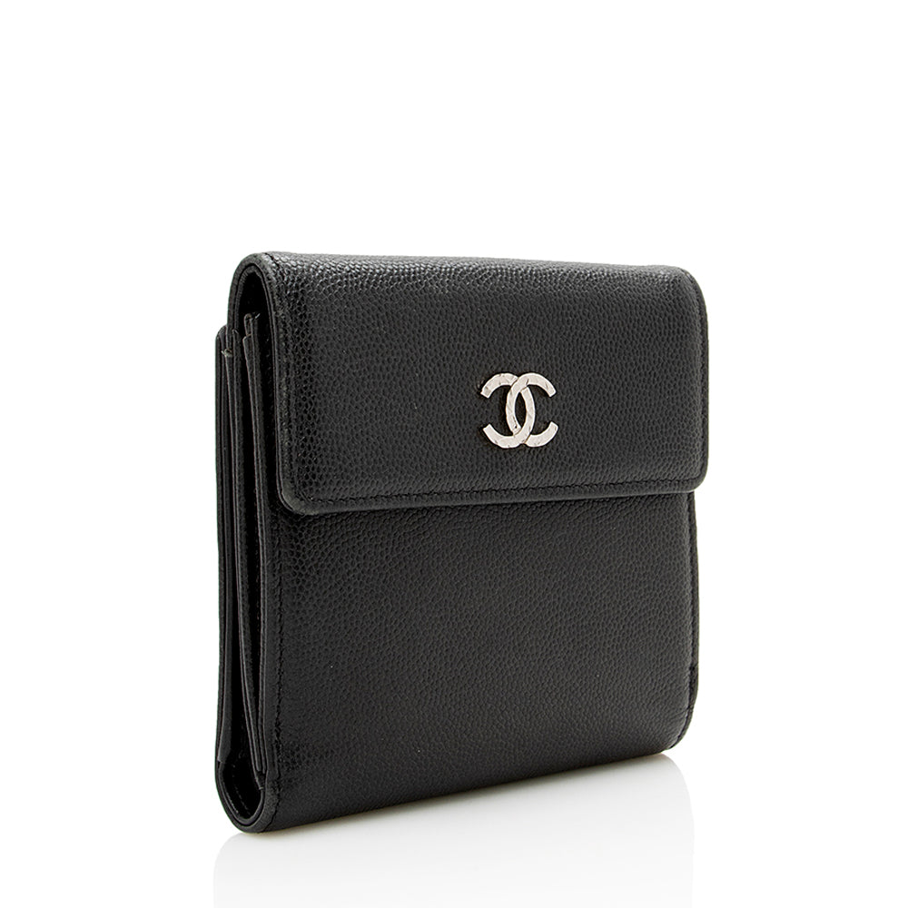 Chanel Caviar Leather CC Bifold Wallet (SHF-13833)