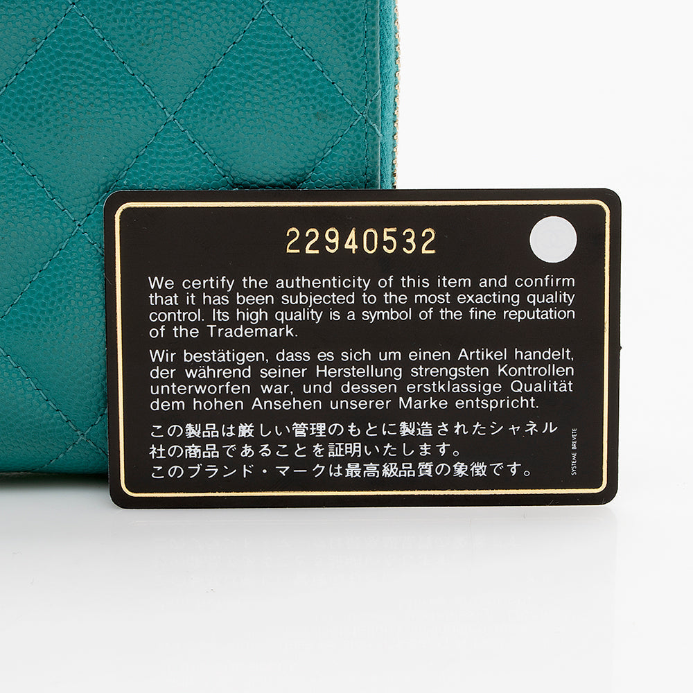 Chanel Caviar Leather CC Zip Around Wallet (SHF-16722)