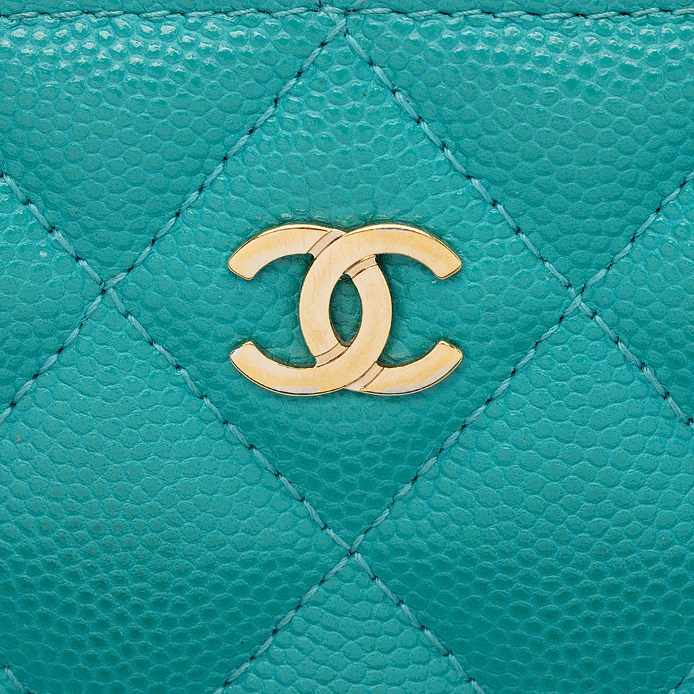 Chanel Caviar Leather CC Zip Around Wallet (SHF-16722)