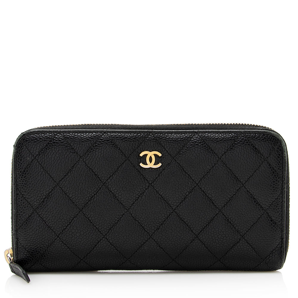 Chanel Caviar Leather CC Zip Around Wallet - FINAL SALE (SHF-20037)