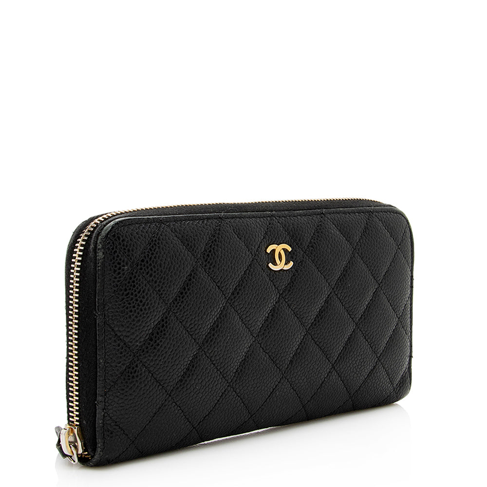 Chanel Caviar Leather CC Zip Around Wallet - FINAL SALE (SHF-20037)