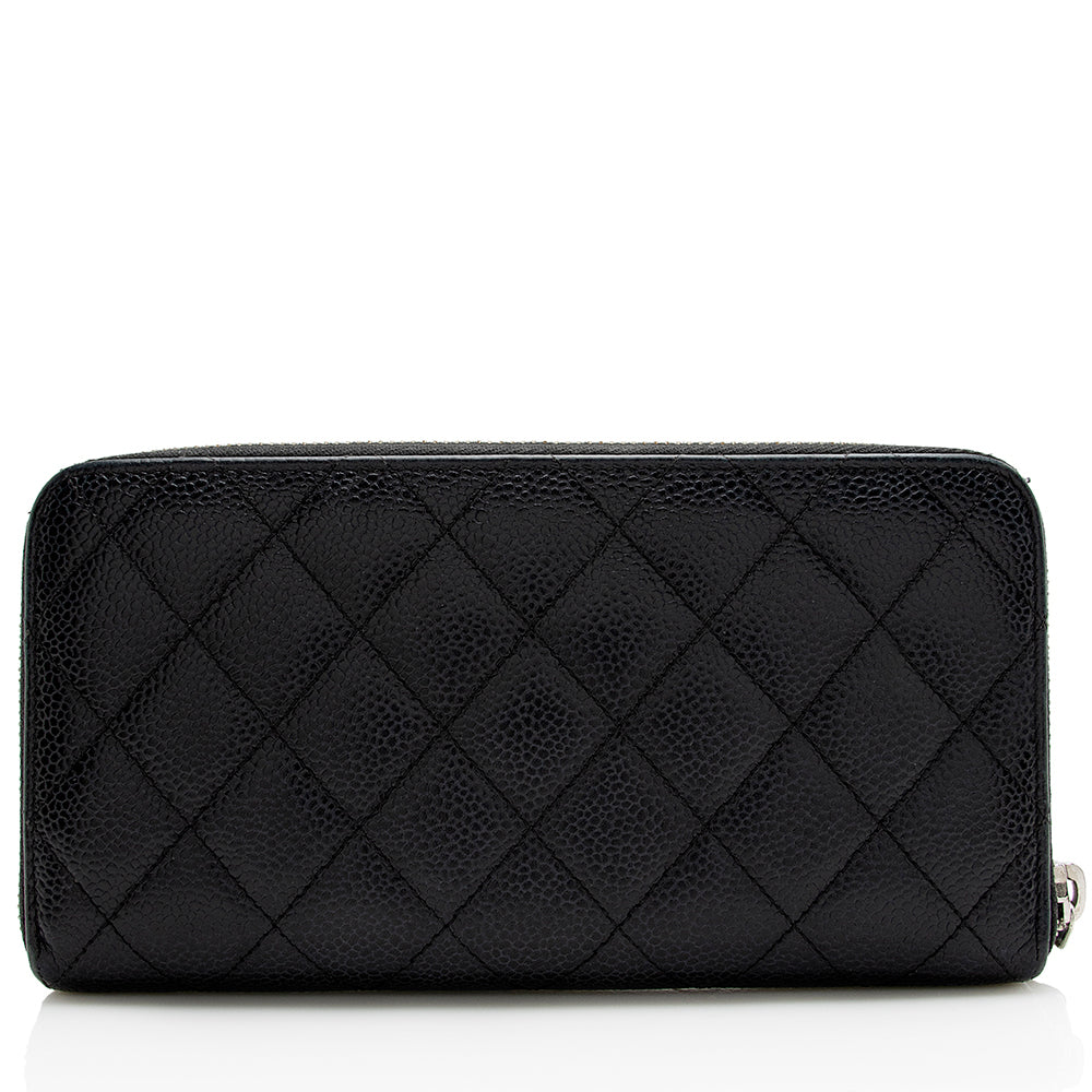 Chanel Caviar Leather CC Zip Around Wallet (SHF-21319)