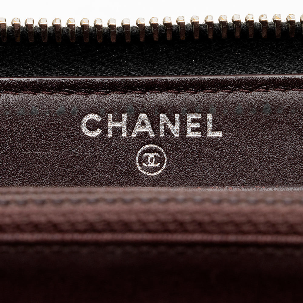 Chanel Caviar Leather CC Zip Around Wallet (SHF-21319)