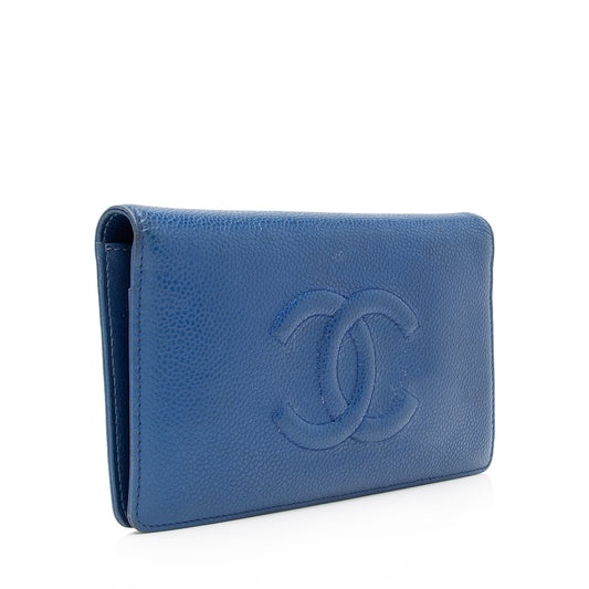 Chanel Caviar Leather Timeless CC Yen Wallet (SHF-23516)