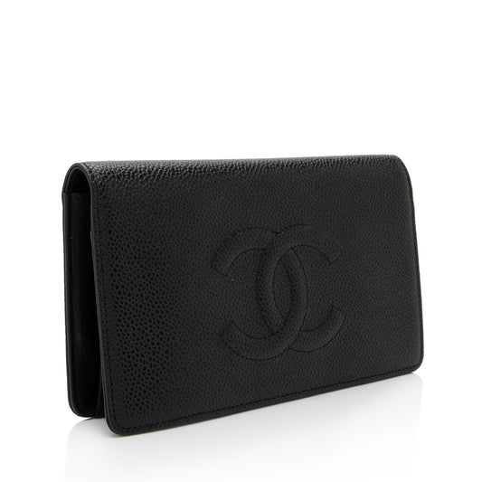 Chanel Caviar Leather Timeless CC Yen Wallet (SHF-SCpxRY)