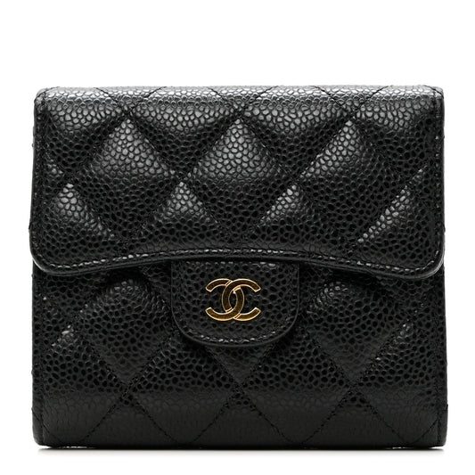 CHANEL CAVIAR QUILTED CC CLASSIC TRI-FOLD WALLET