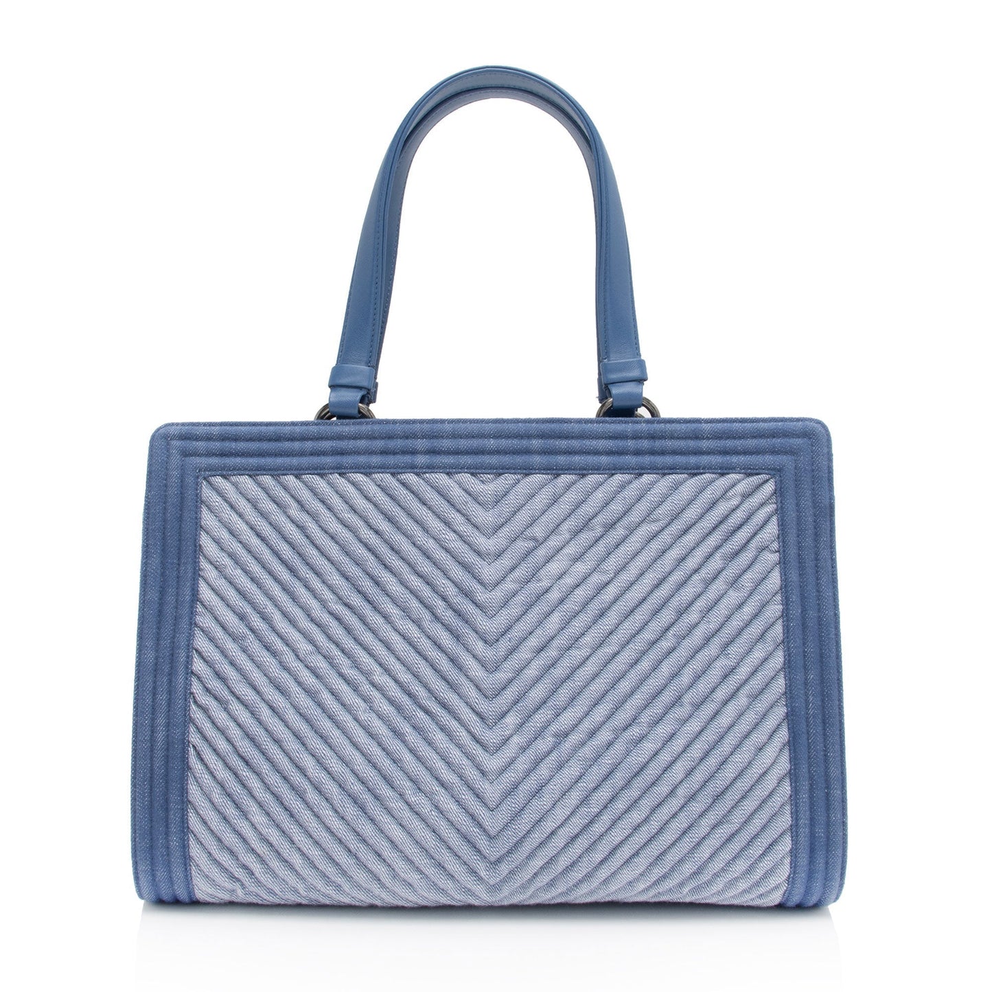 Chanel Chevron Denim Boy Tote (SHF-z2AHH6)