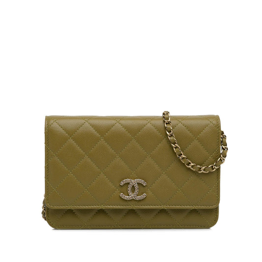 Chanel Classic Caviar Crystal Wallet on Chain (SHG-10U9T9)