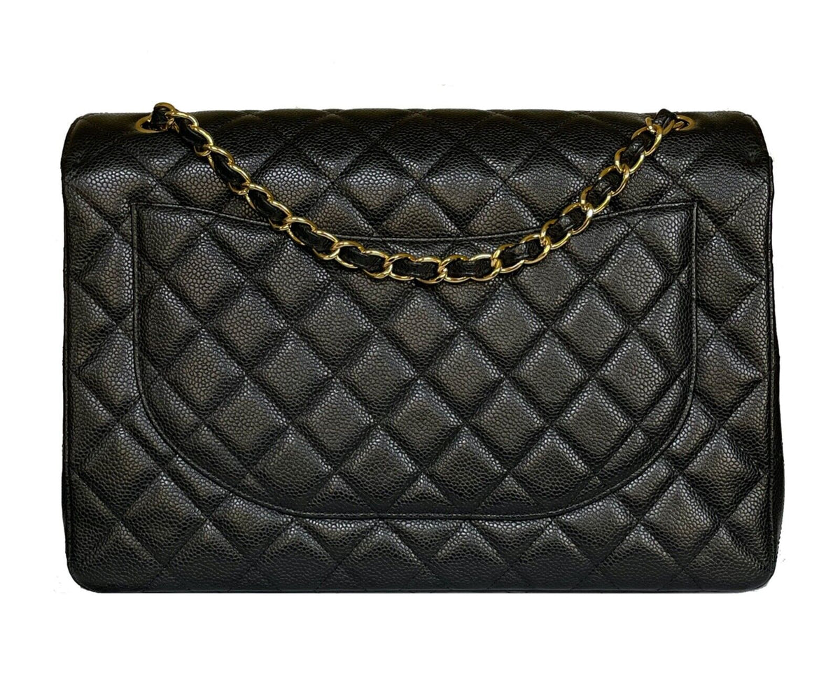 CHANEL MAXI CLASSIC CAVIAR LEATHER SINGLE FLAP BAG