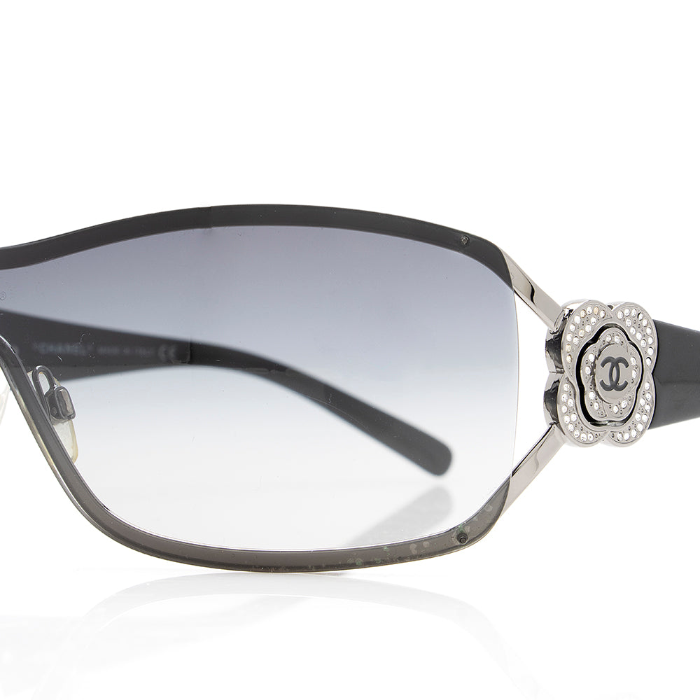 Chanel Crystal Camellia Flower CC Shield Sunglasses (SHF-18761)