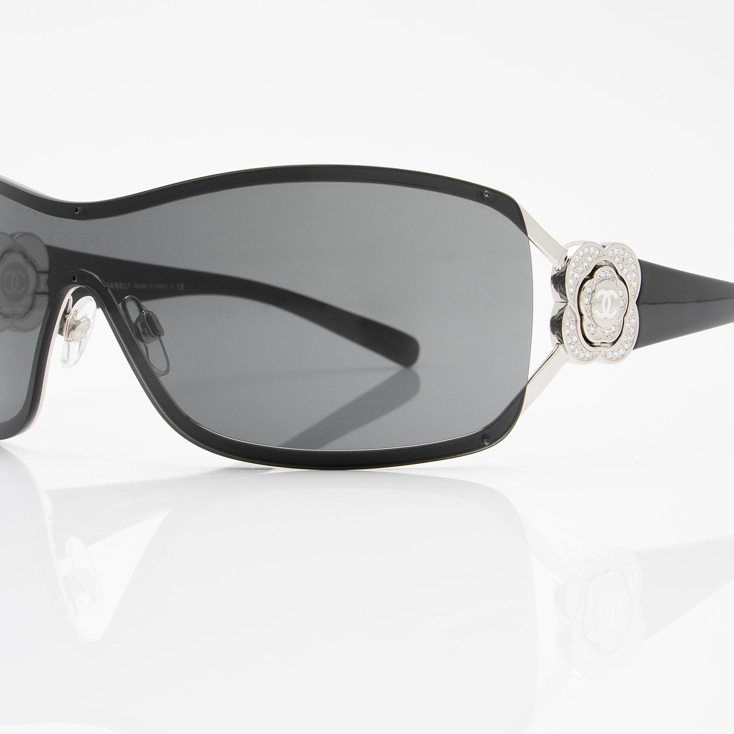 Chanel Crystal Camellia CC Shield Sunglasses (SHF-6LCMeF)