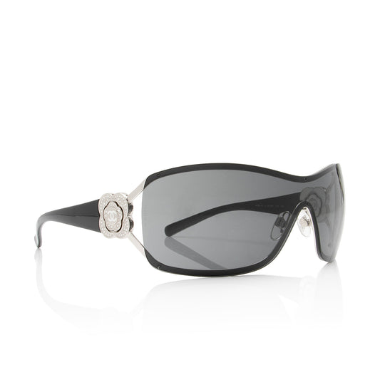 Chanel Crystal Camellia CC Shield Sunglasses (SHF-6LCMeF)