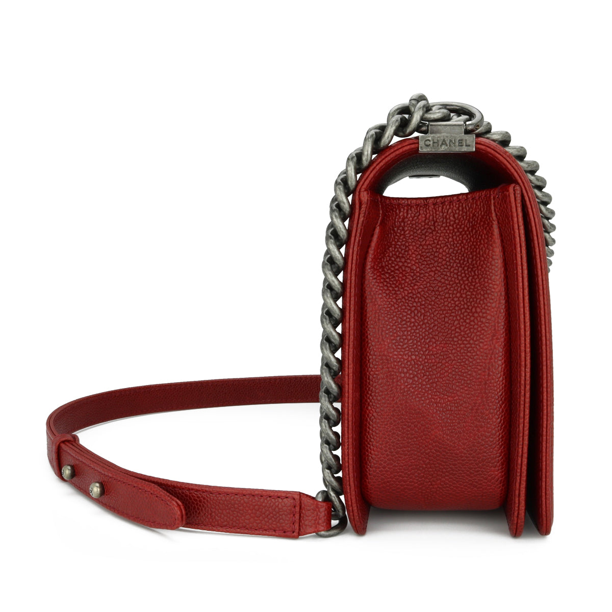 Chanel New Medium Boy Dark Red Caviar Ruthenium Hardware 2014