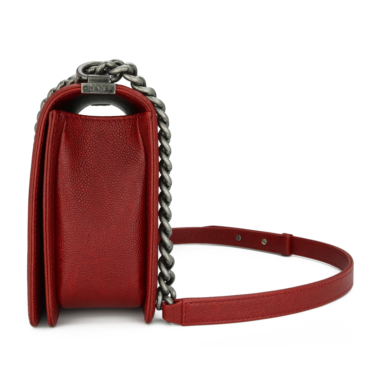 Top Quality Chanel New Medium Boy Dark Red Caviar Ruthenium Hardware 2014