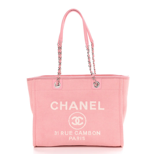 CHANEL DEAUVILLE MIXED FABRIC TOTE