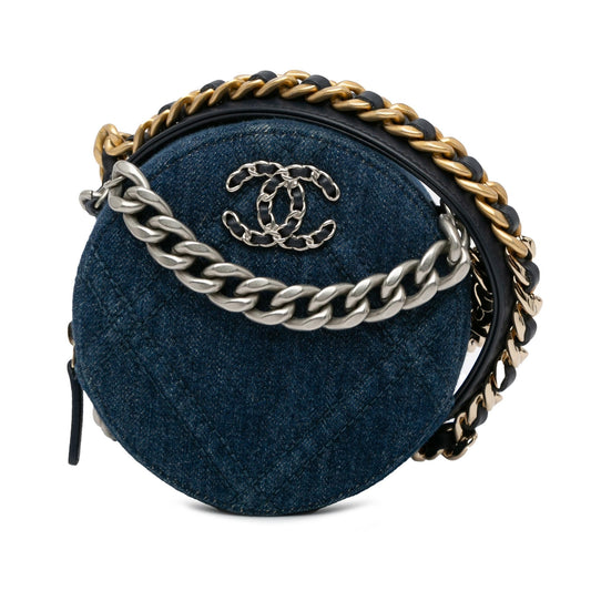 Chanel Denim 19 Round Clutch with Chain (SHG-JoIMa0)
