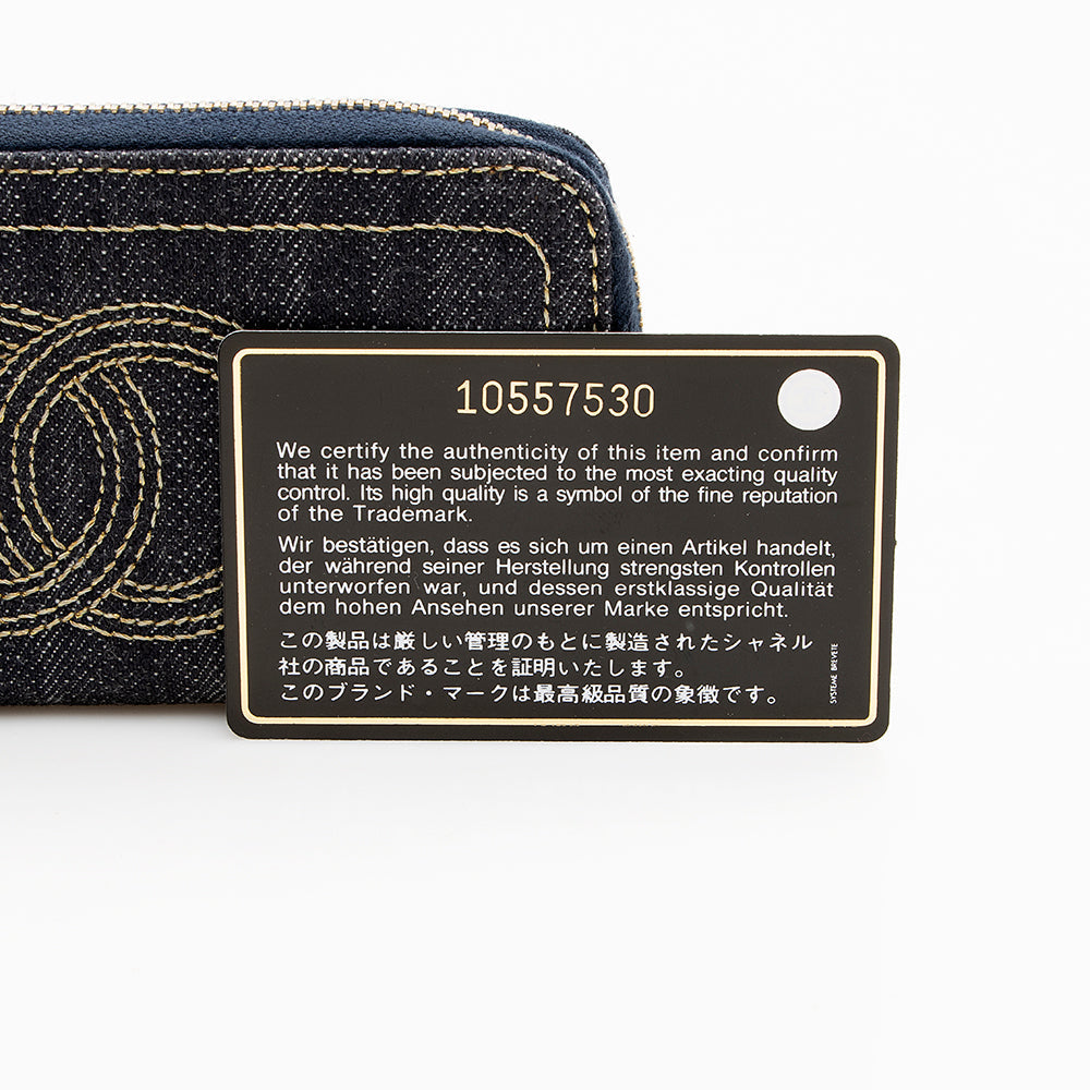 Chanel Denim CC Zip Around Wallet (SHF-16443)