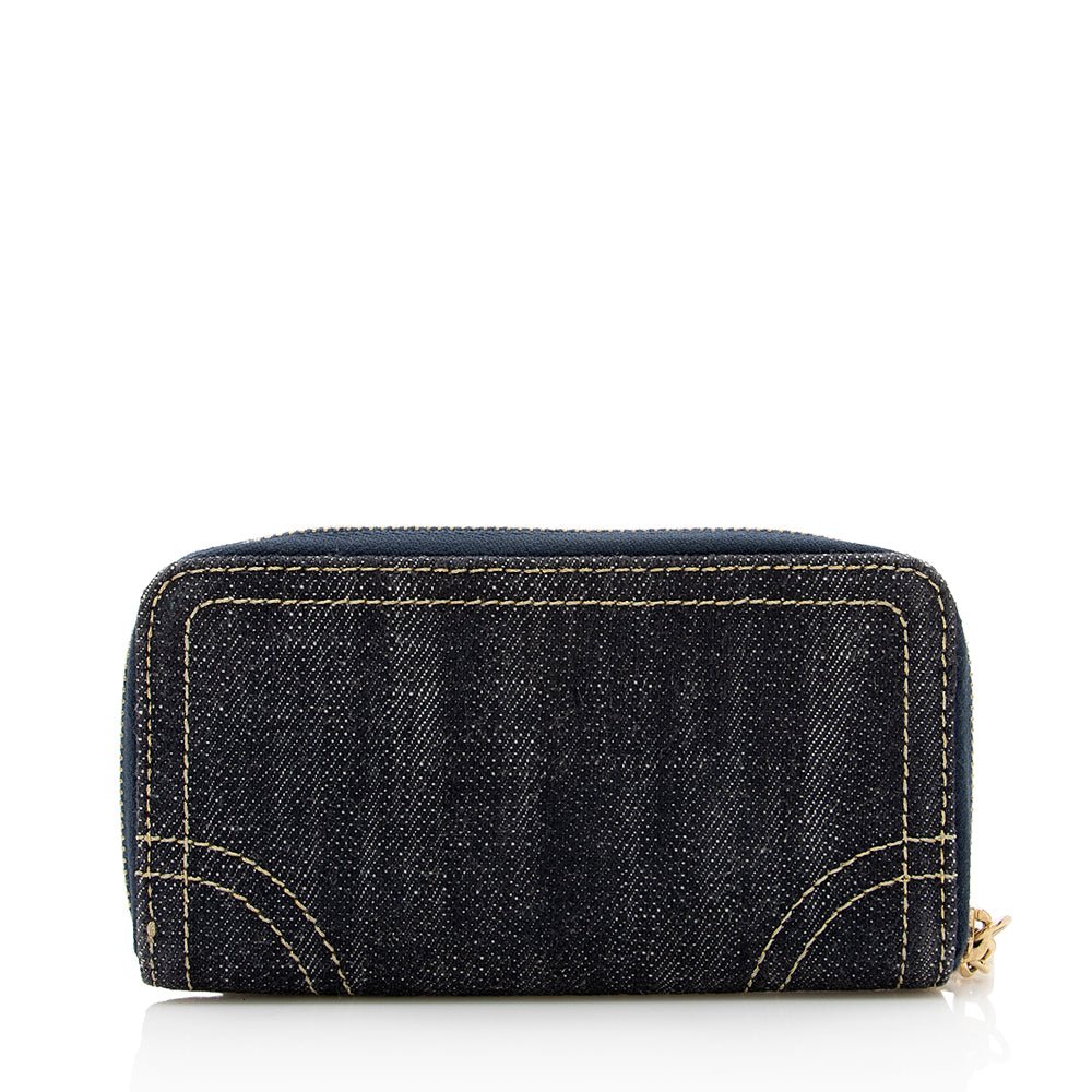 Chanel Denim CC Zip Around Wallet (SHF-16443)