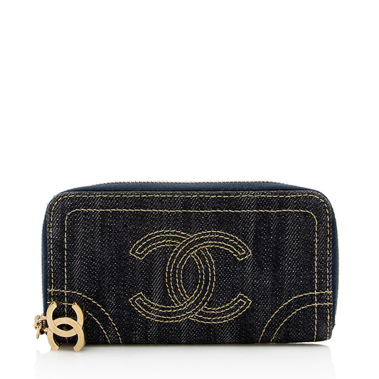 Chanel Denim CC Zip Around Wallet (SHF-16443)