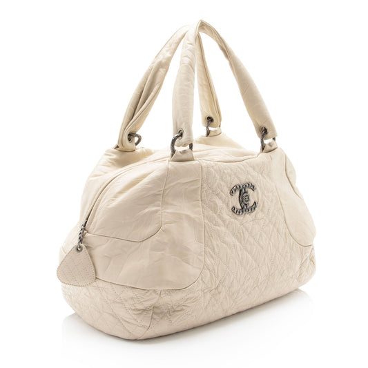Chanel Distressed Lambskin Coco Rider Large Bowler Bag