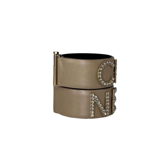 Chanel double leather/crystal bracelets