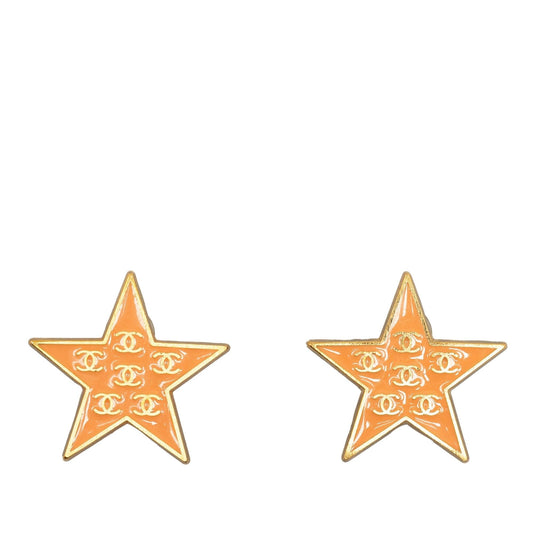 Chanel Enamel CC Star Clip-On Earrings (SHG-sn3z2v)