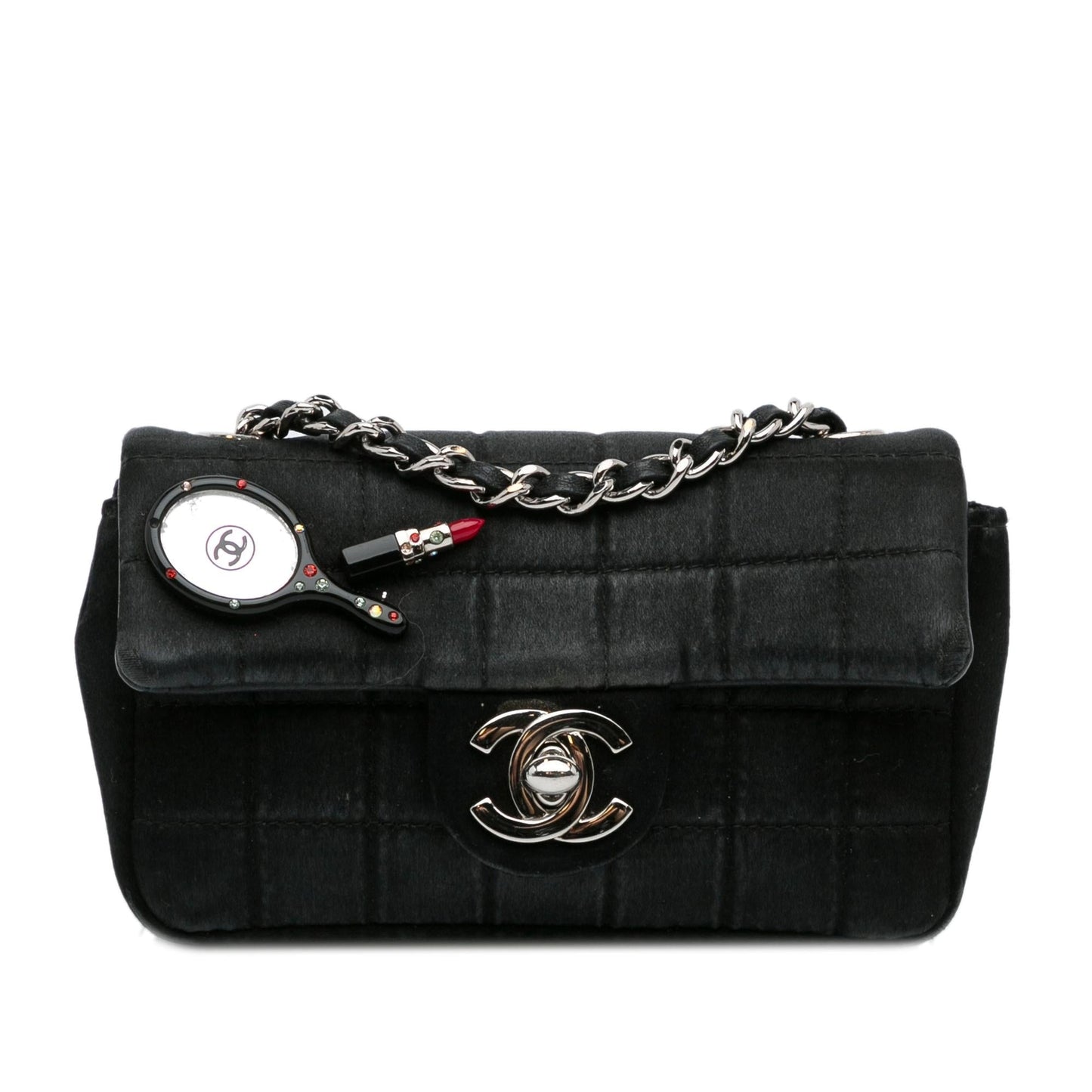 Chanel Extra Mini Satin Choco Bar Charms Flap Bag (SHG-6SxIdS)