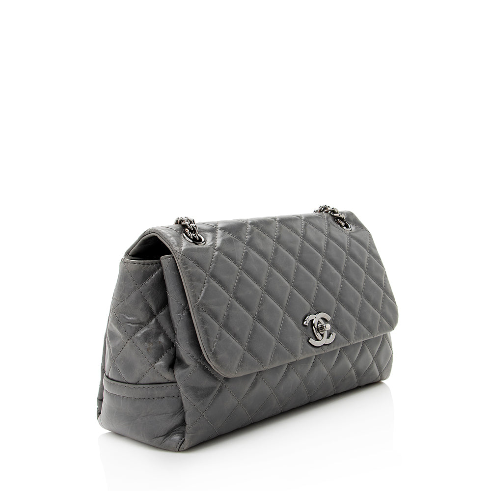 Chanel Glazed Calfskin Accordion Flap Bag (SHF-19847)