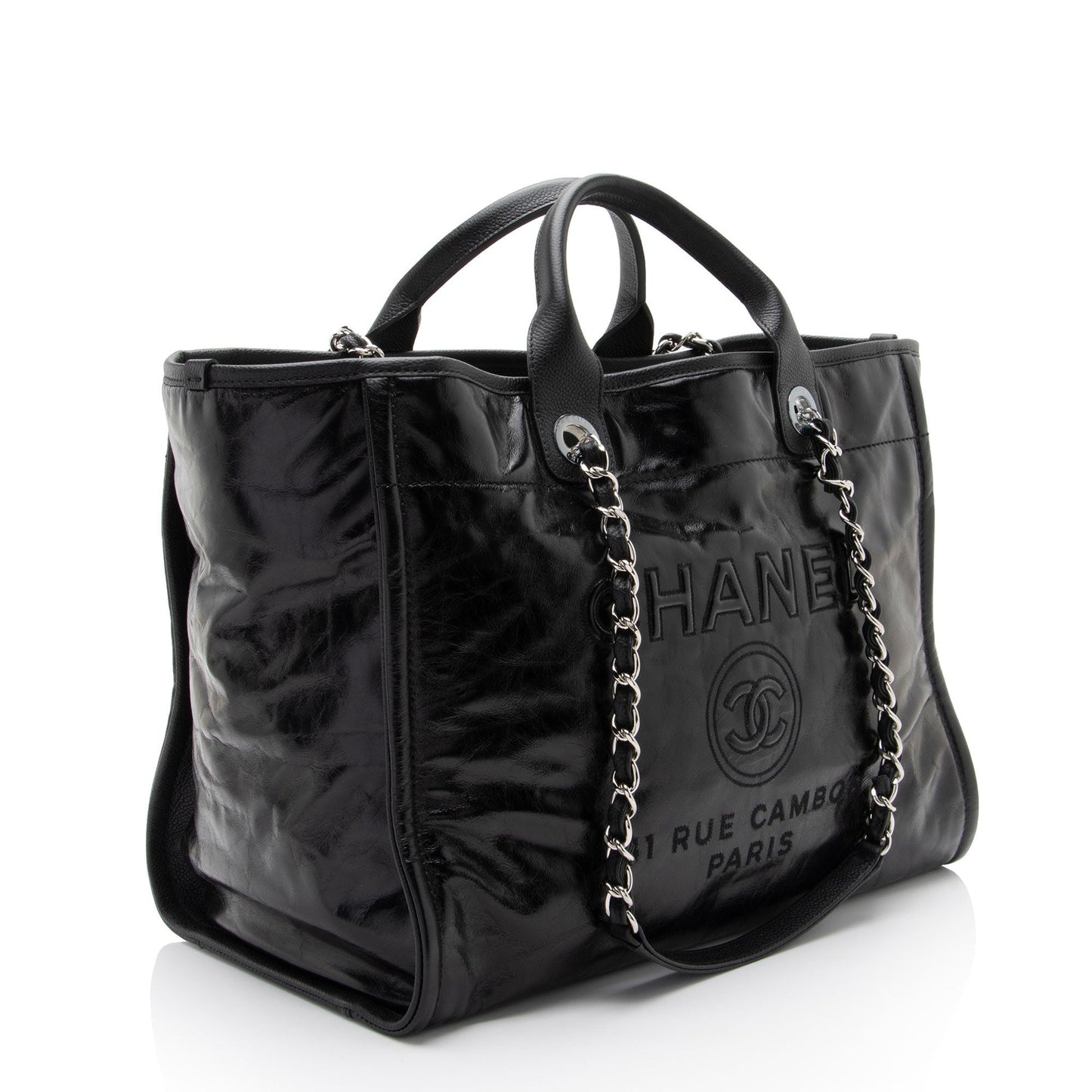 Chanel Glazed Calfskin Deauville Medium Tote (SHF-7Lzvto)