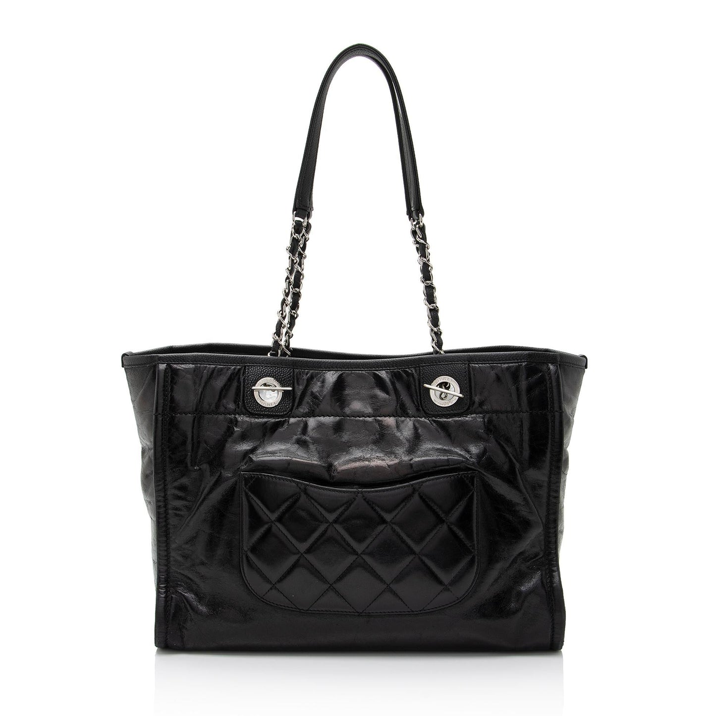 Chanel Glazed Calfskin Deauville Small Tote (SHF-Eal7br)