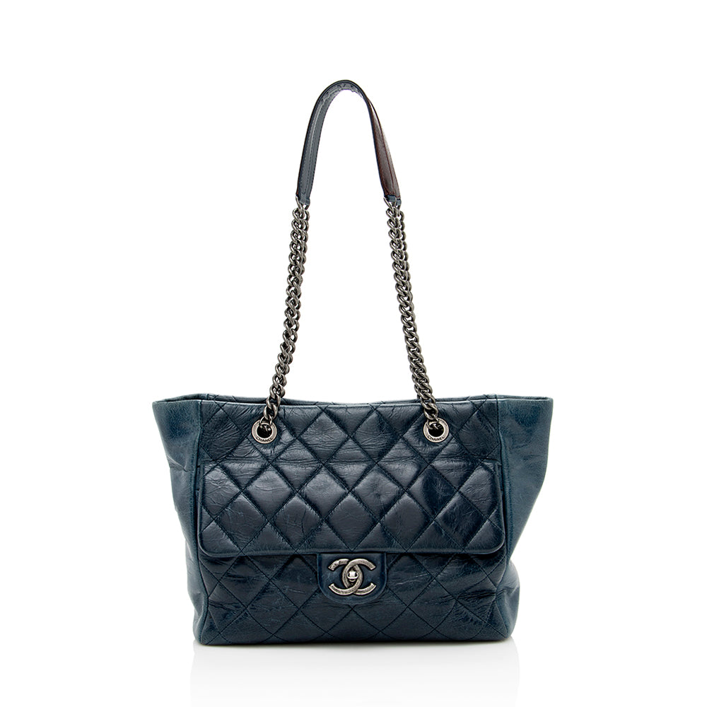 Chanel Glazed Calfskin Duo Color Small Tote (SHF-14944)