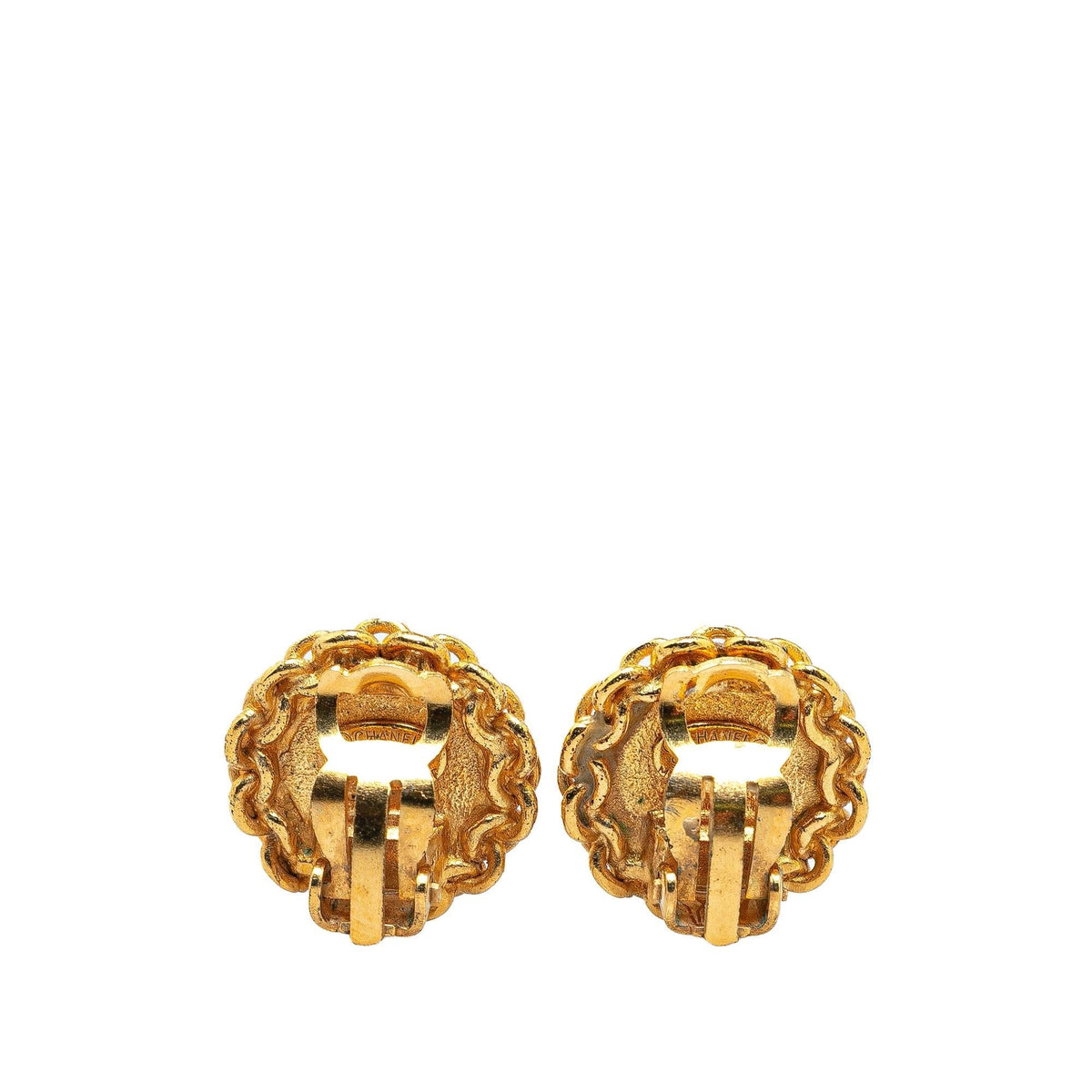 Chanel Gold Plated CC Round Clip On Earrings (SHG-th7B7r)