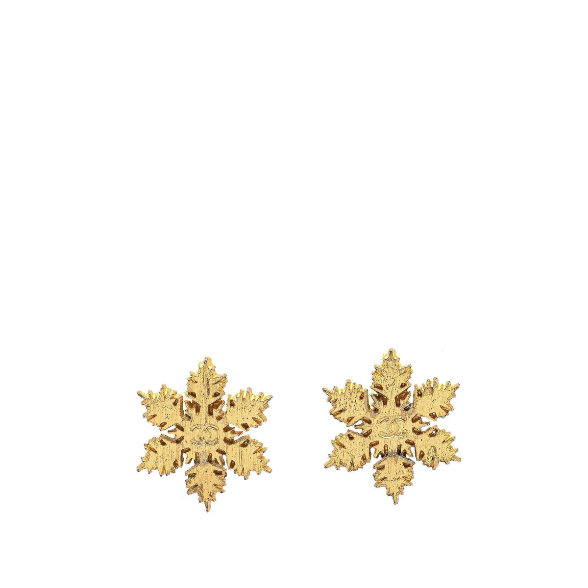 Chanel Gold Plated CC Snowflake Clip On Earrings (SHG-YknS9B)