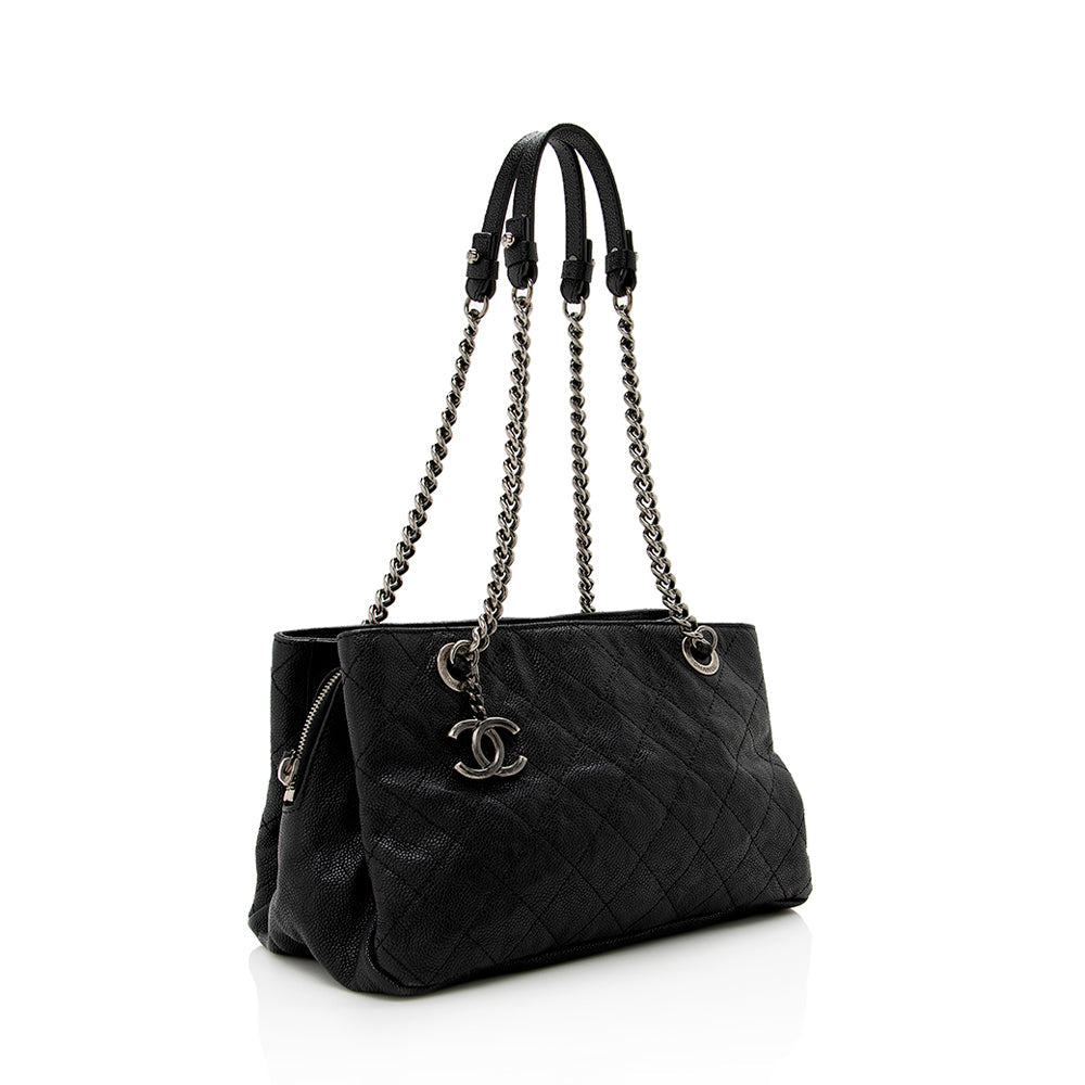 Chanel Grained Calfskin Chain Pocket Small Tote (SHF-16254)