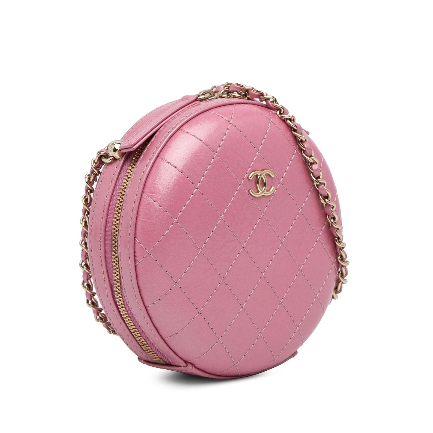 Chanel Lambskin CC Round Chain Crossbody (SHG-VrNp3m)