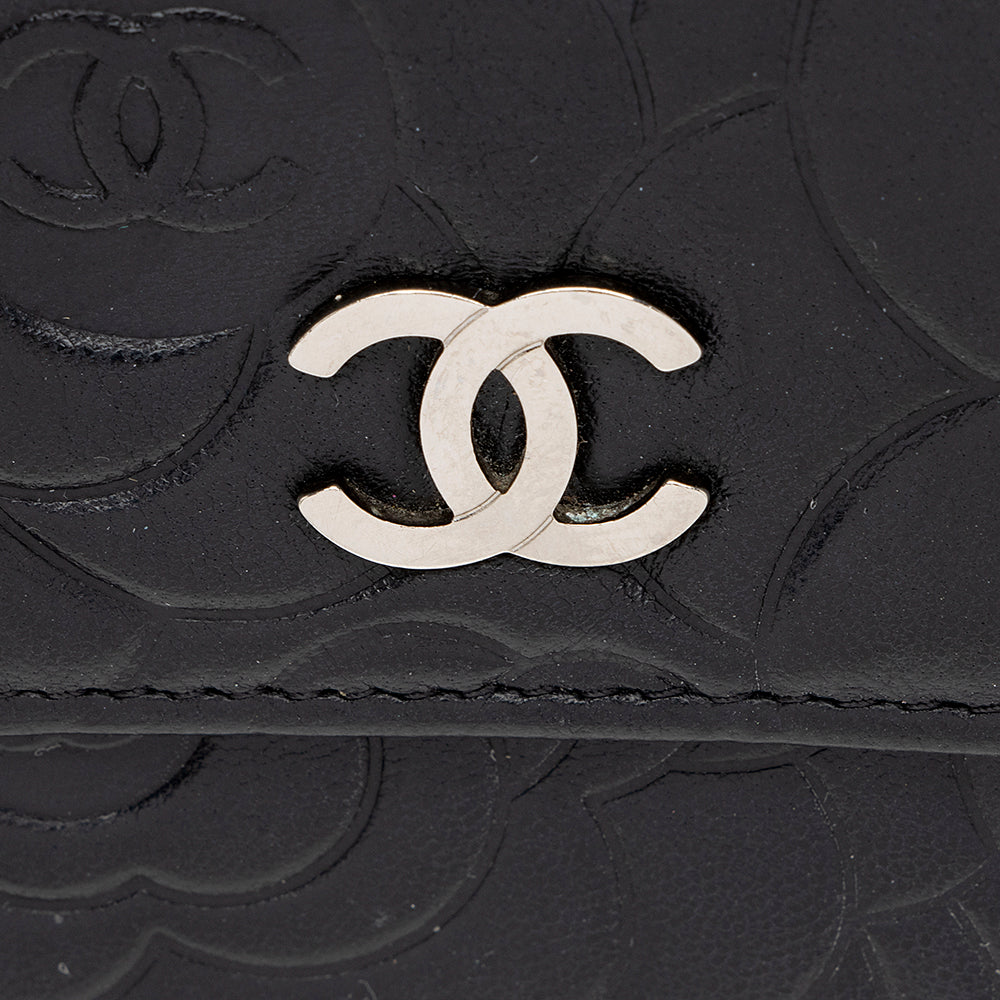 Chanel Lambskin Camelia Compact Wallet (SHF-16247)