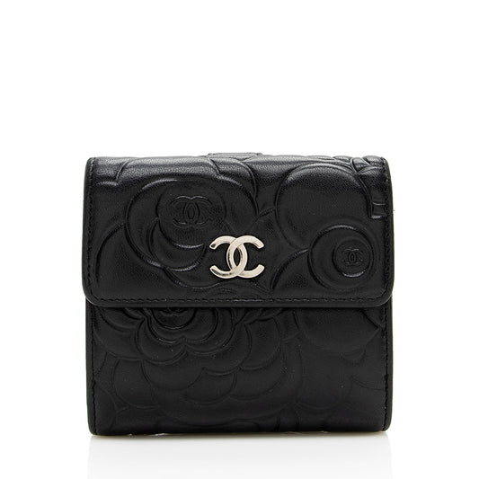 Chanel Lambskin Camelia Compact Wallet (SHF-16247)