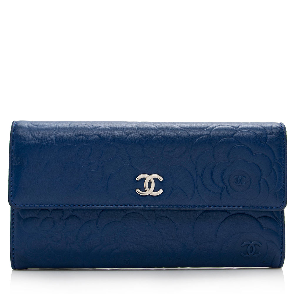 Chanel Lambskin Camellia CC Flap Long Wallet (SHF-15840)