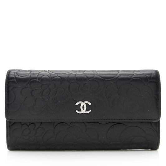 Chanel Lambskin Camellia CC Flap Long Wallet (SHF-22609)