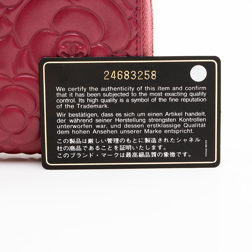 Chanel Lambskin Camellia Zip Wallet (SHF-15991)